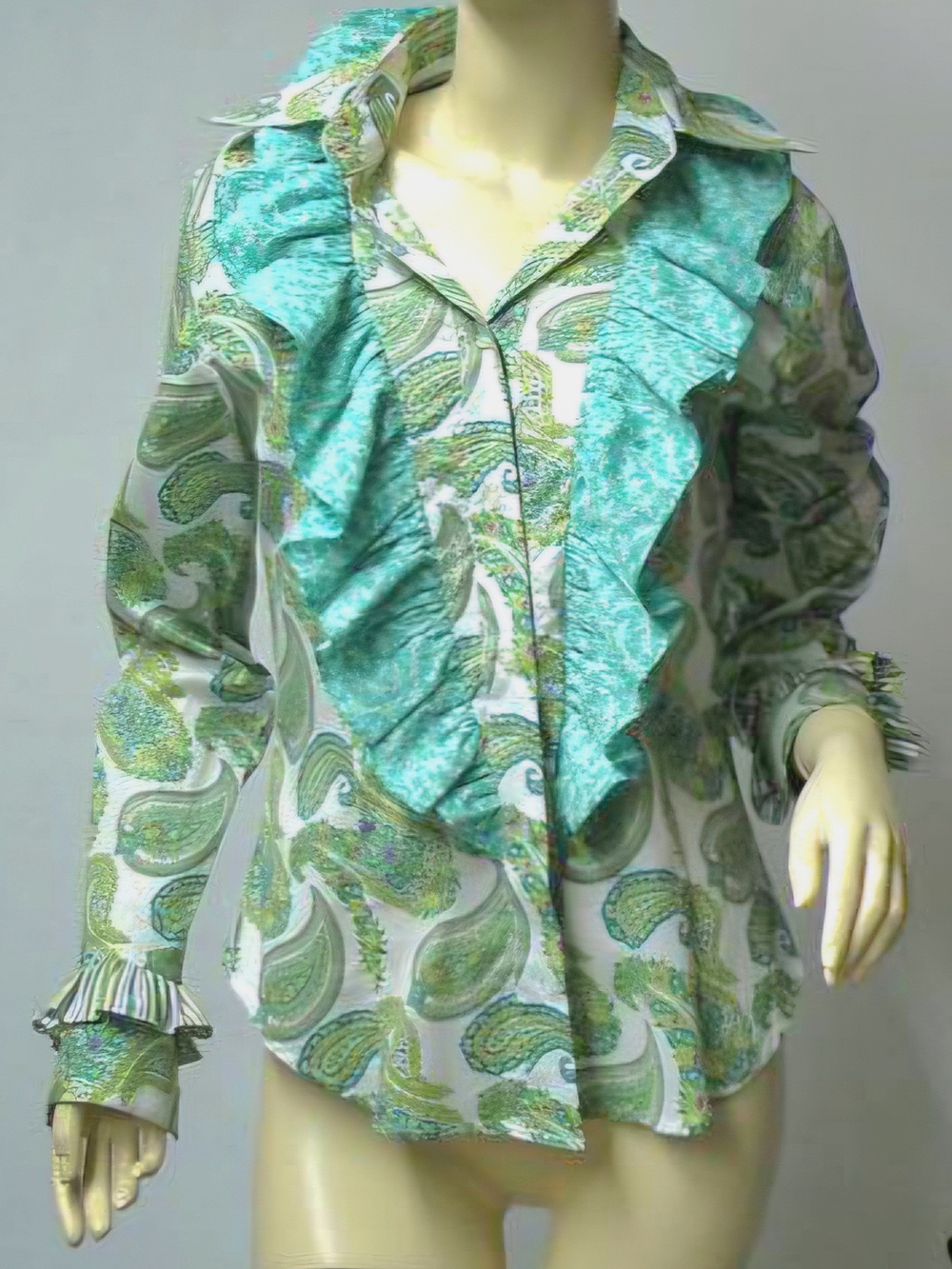 Cute * Etro * Paisley Blouse Ruffle Top  Women Shirt  Like New ( M)